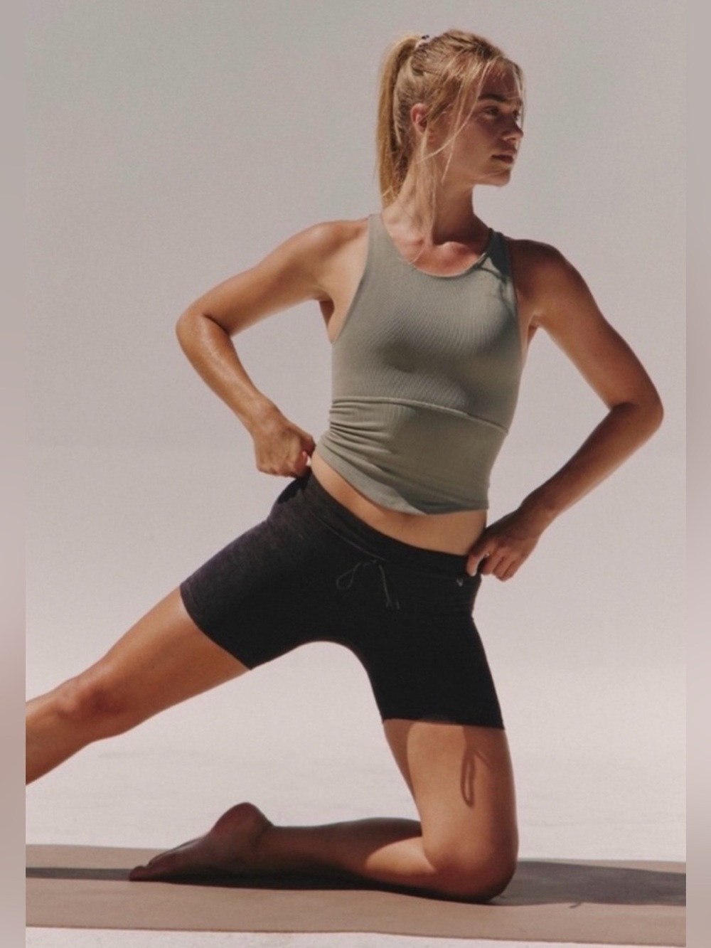NWT Free People Movement M/L Free Throw Unwind Cami in Sage Stone Army Green New
